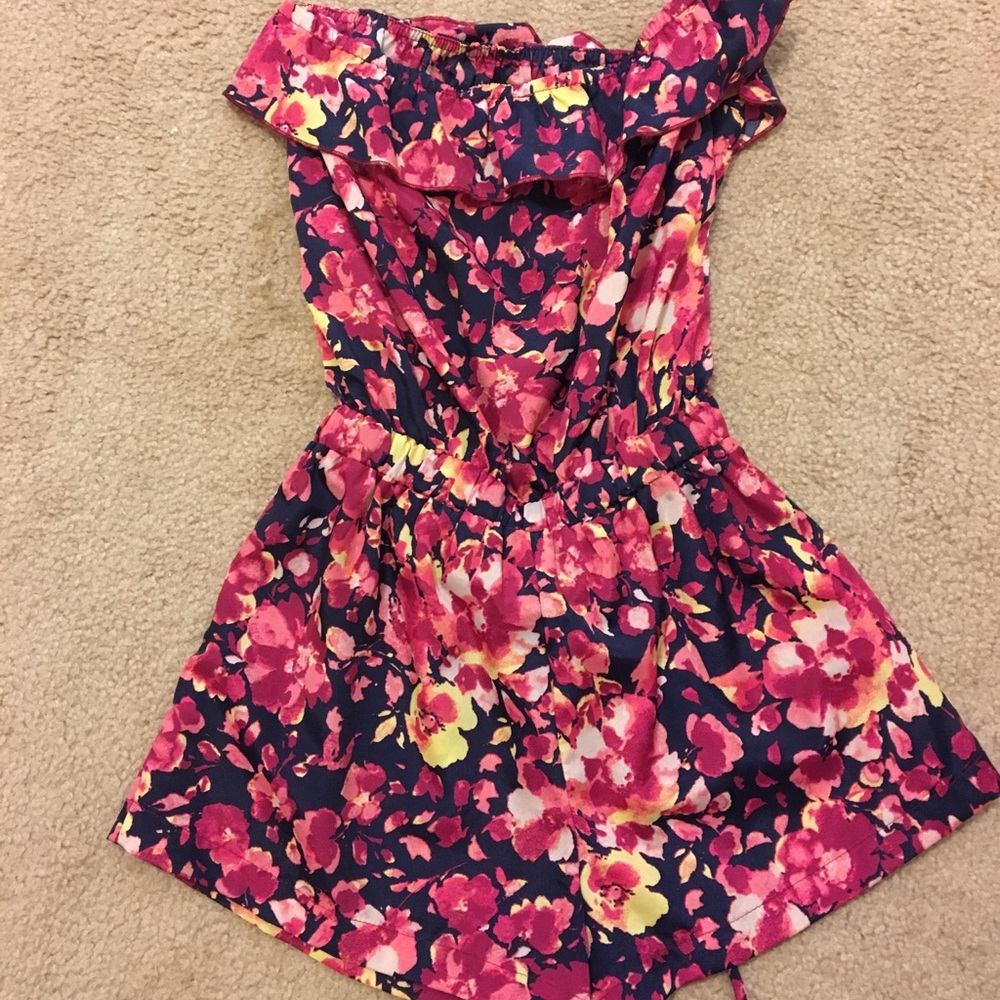 Strapless floral romper size small