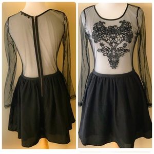 Sheer mesh embroidered dress