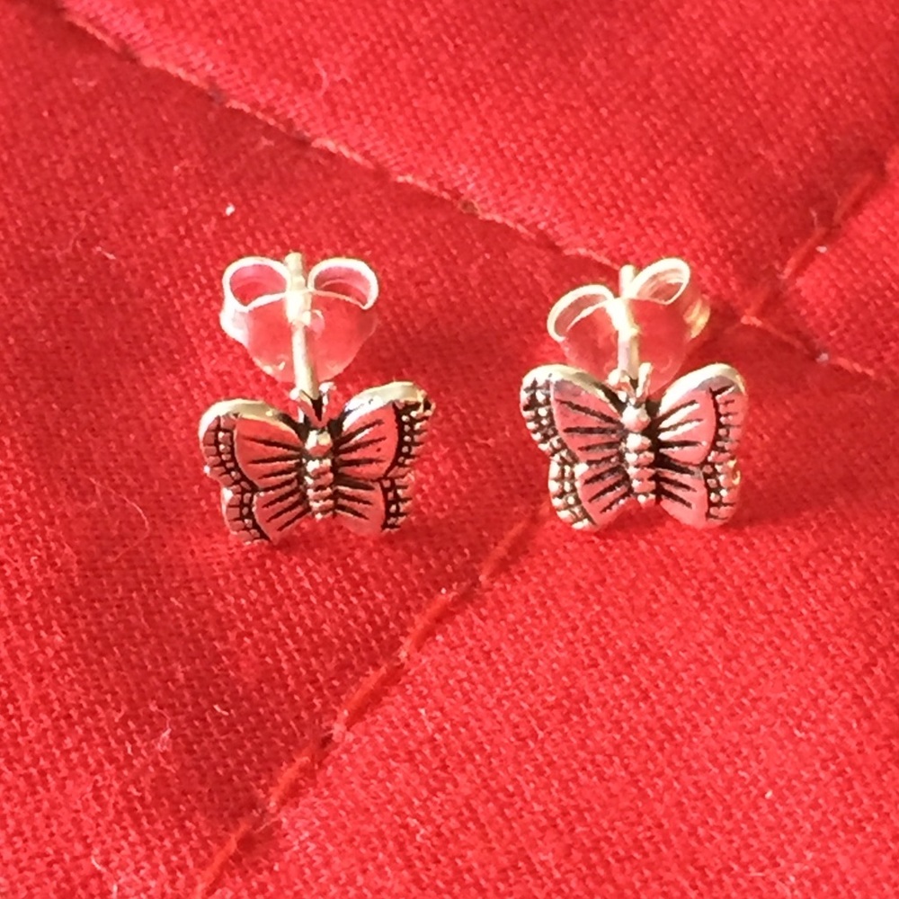 925 Sterling Silver Antique Luk Butterfly Earrings
