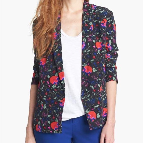 silk floral blazer