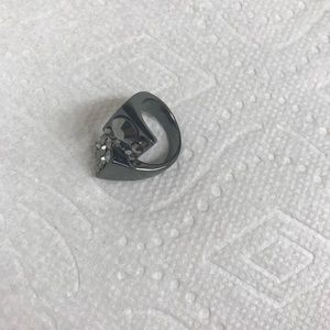 Size 7 rhinestone black ring