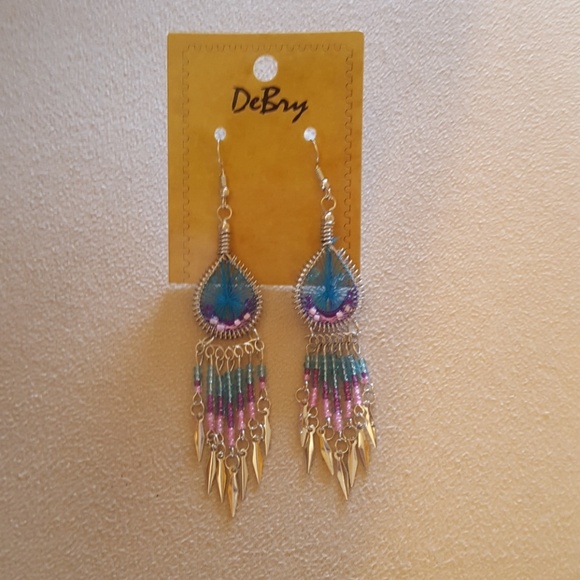 Dreamweaver Boho woven dangle earrings - Picture 2 of 4