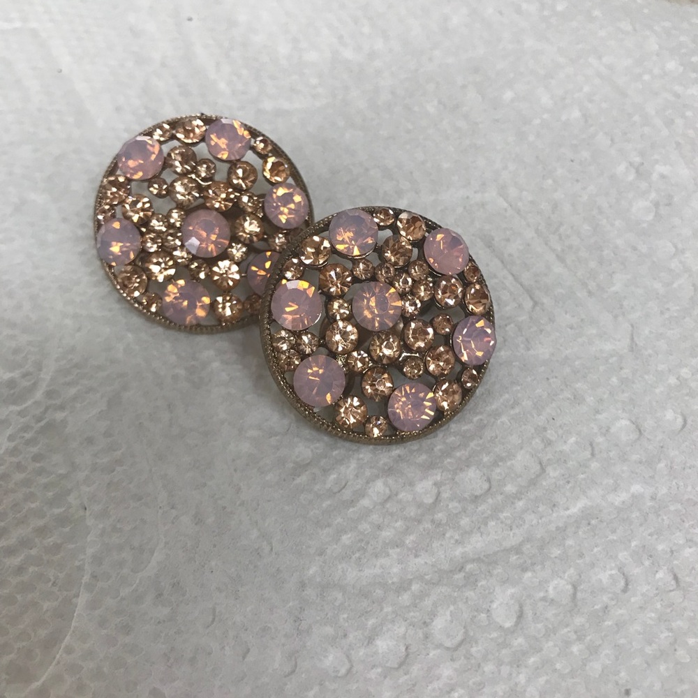 Clip on Pink rhinestone earrings