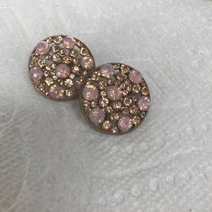 Clip on Pink rhinestone earrings