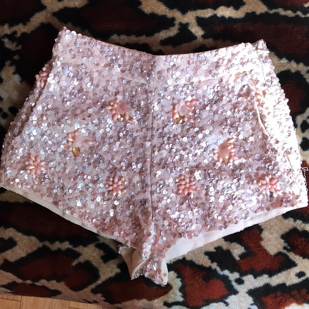 ASOS beaded embellished pocket high waisted shorts