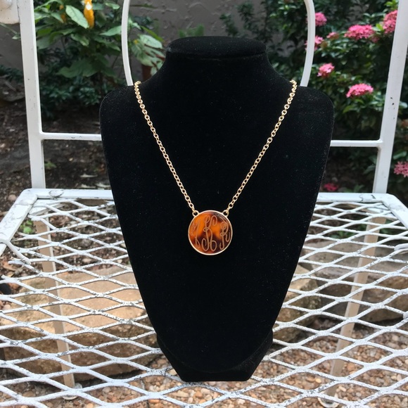MelodyMonogramsCo Jewelry - Custom Monogrammed Tortoiseshell Pendant Necklace