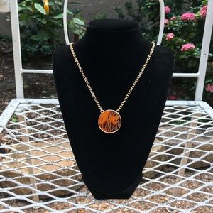 Custom Monogrammed Tortoiseshell Pendant Necklace