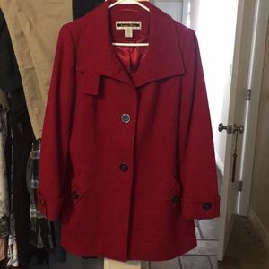 Red wool pea coat