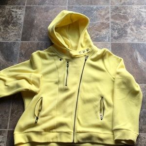 Yellow fleece bomber jacket
