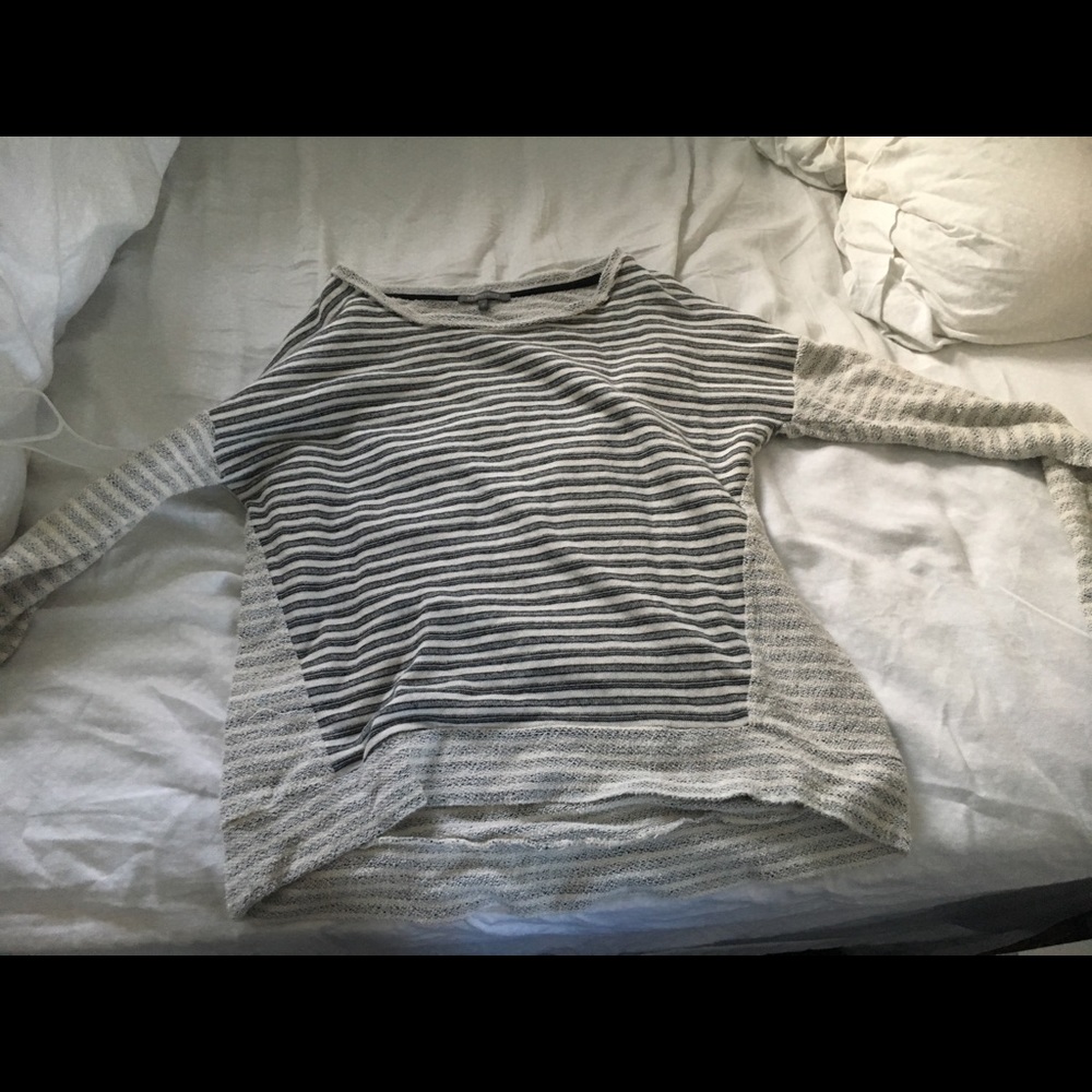 Grey and white Striped sweater
