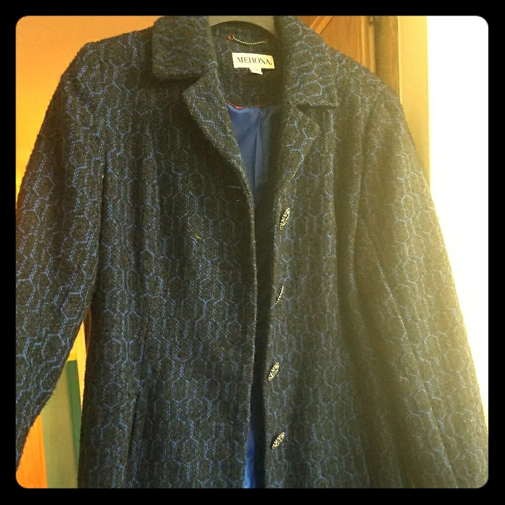Black and blue long coat
