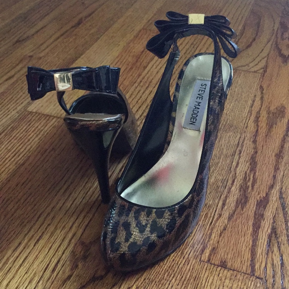 NWOT Steve Madden leopard heel w bow detail, 7.5