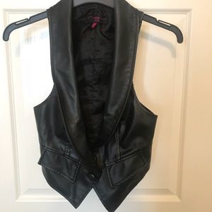 Biker style faux leather vest