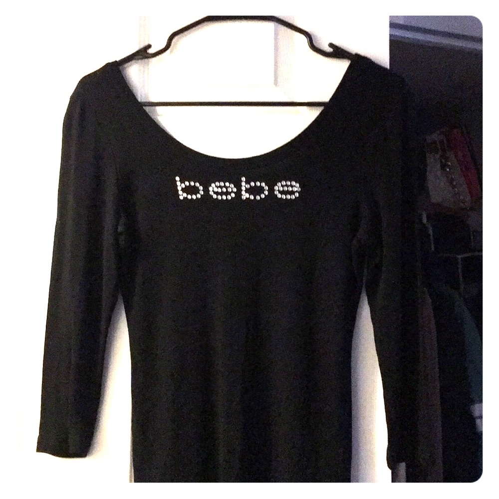 Bebe black knit fitted top.