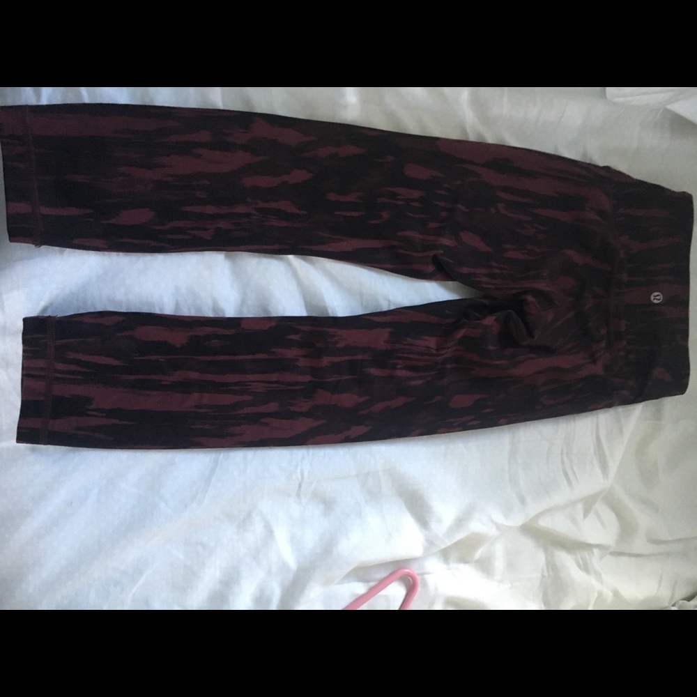 Maroon and black printed Lululemon Leggings