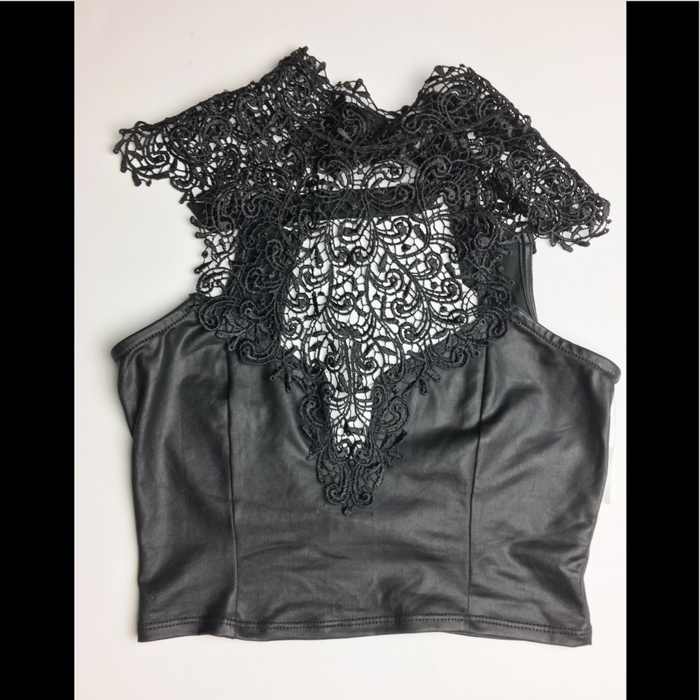 Leather faux crop top