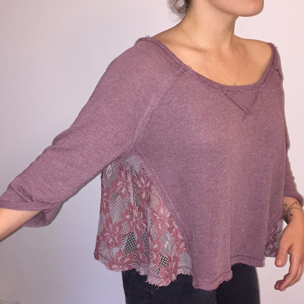 Free People Lace Cutout Knit Sweater