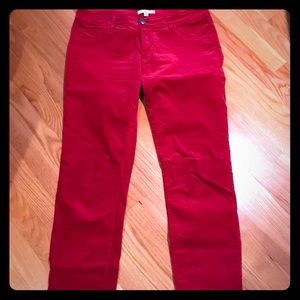 CAbi red corduroy skinny ankle pants  size 6 or 8