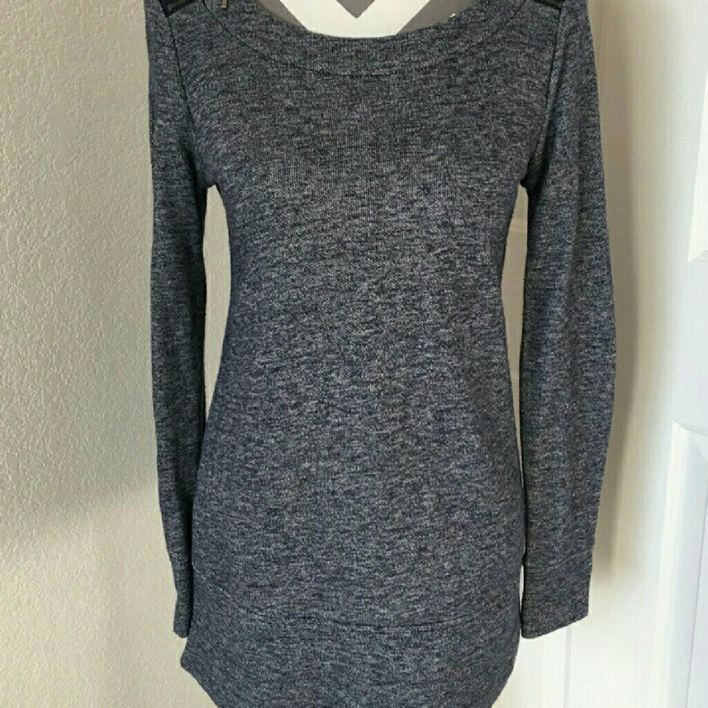 Loft sweater tunic with shoulder zippers.