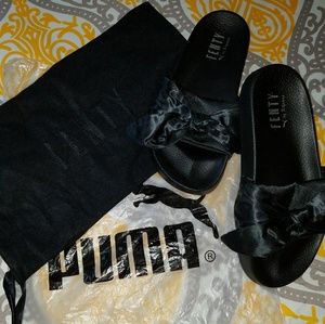 Black satin slippers