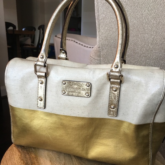 kate spade Handbags - Kate Spade canvas and gold satchel