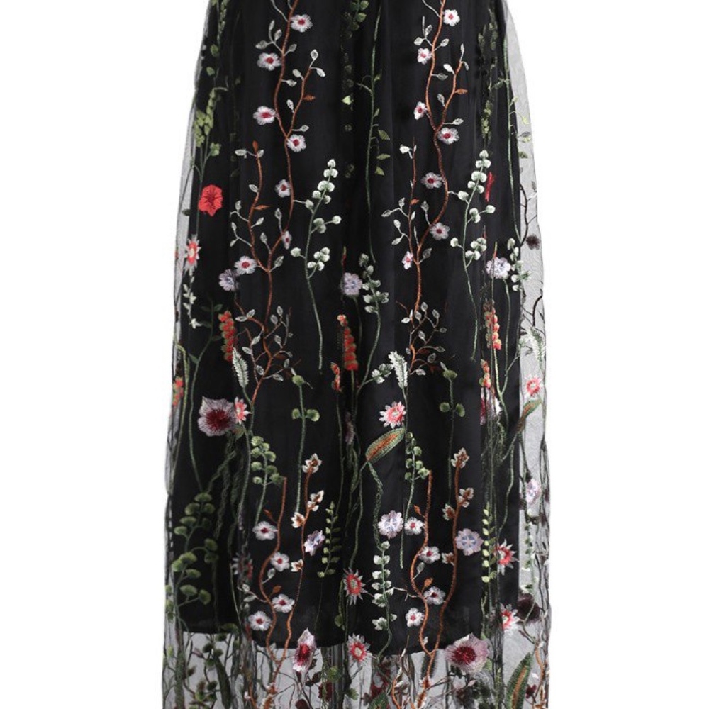 Lost in Flowering Fields Mesh Maxi Skirt