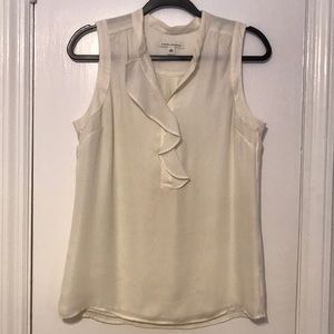 Banana Republic White Ruffle Sleeveless Top