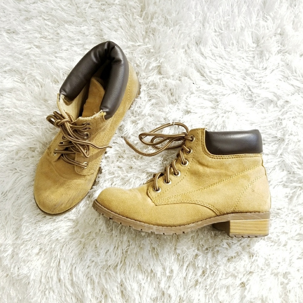Tan Brown Lace Up Ankle Boots