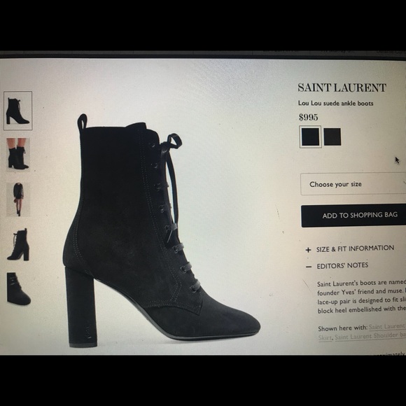 Saint Laurent Lou Lou lace-up suede ankle boots - Picture 6 of 8