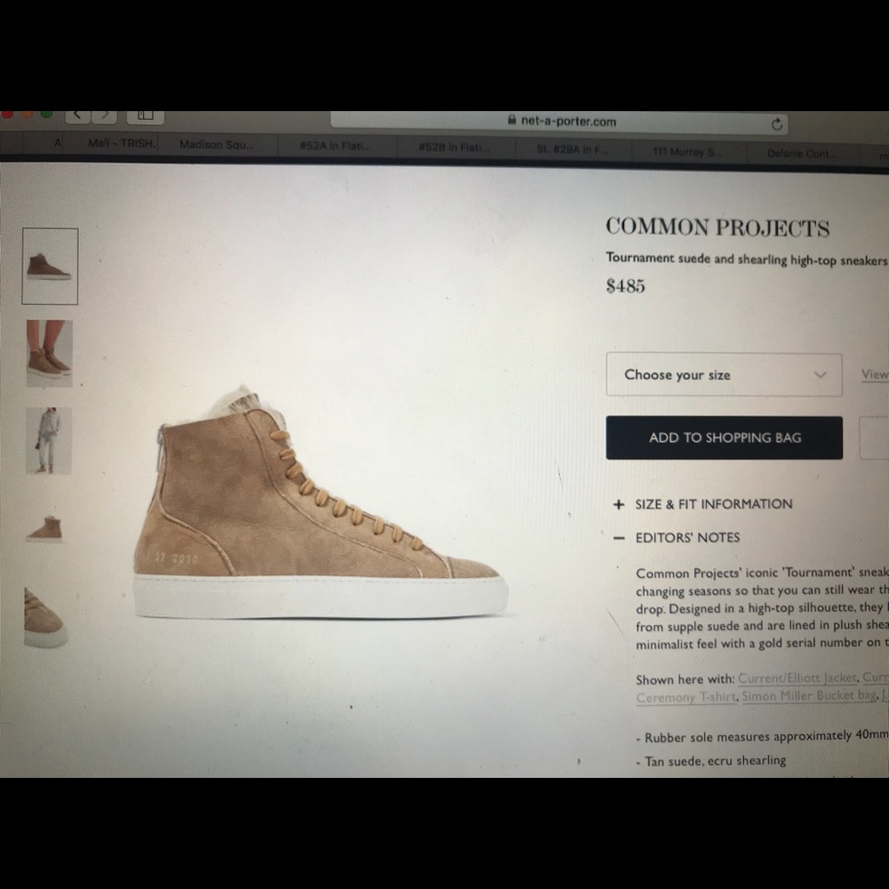 Common projects tournament suede & shearling