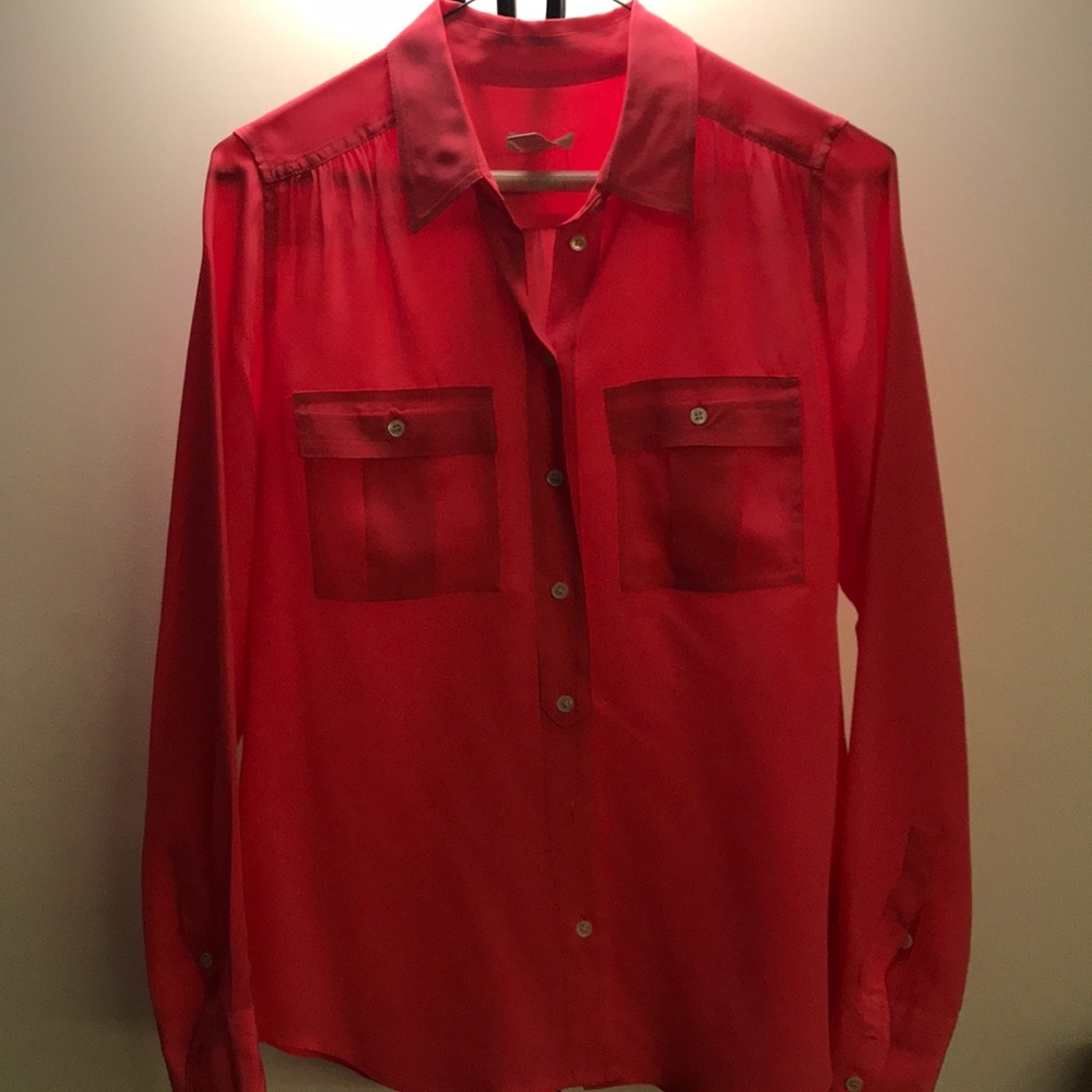 Coral Silk J. crew blouse