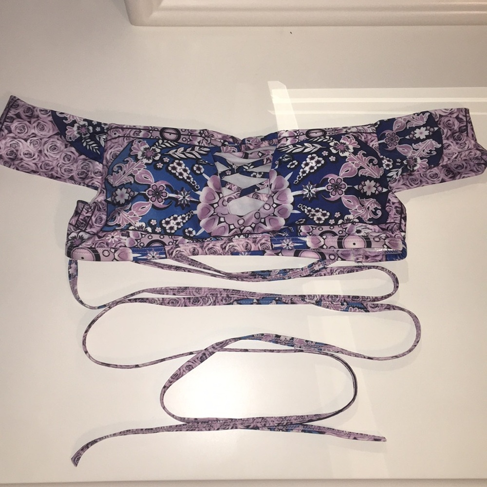 Off the shoulder tie bikini top