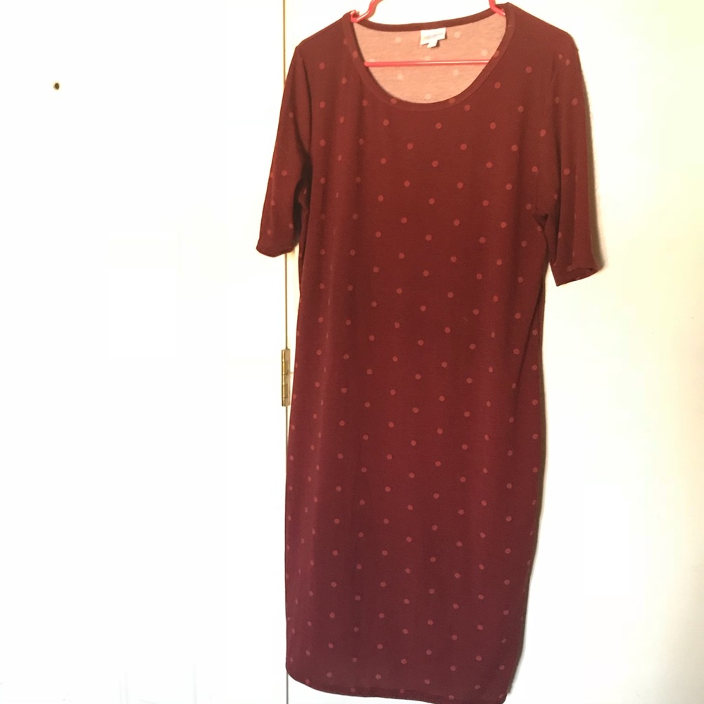Maroon Polka-Dot LuLaRoe Julia