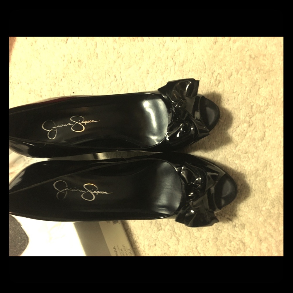 Black Peep-toe Patent Leather and Suede