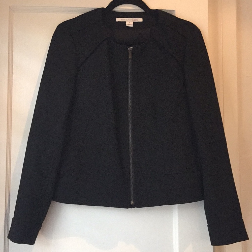 Diane von Furstenberg Black Jacket Size 12