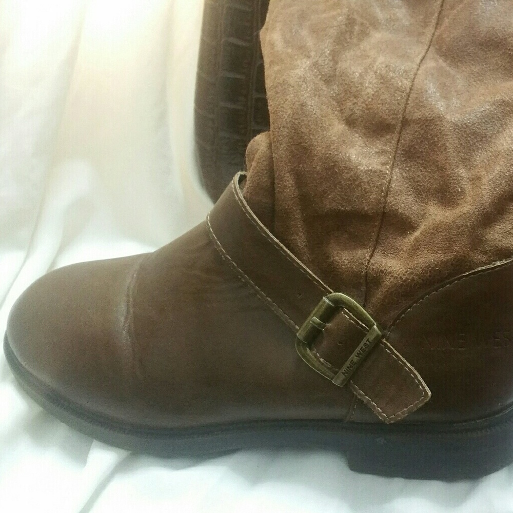 Girls brown leather and suede Nine West boots