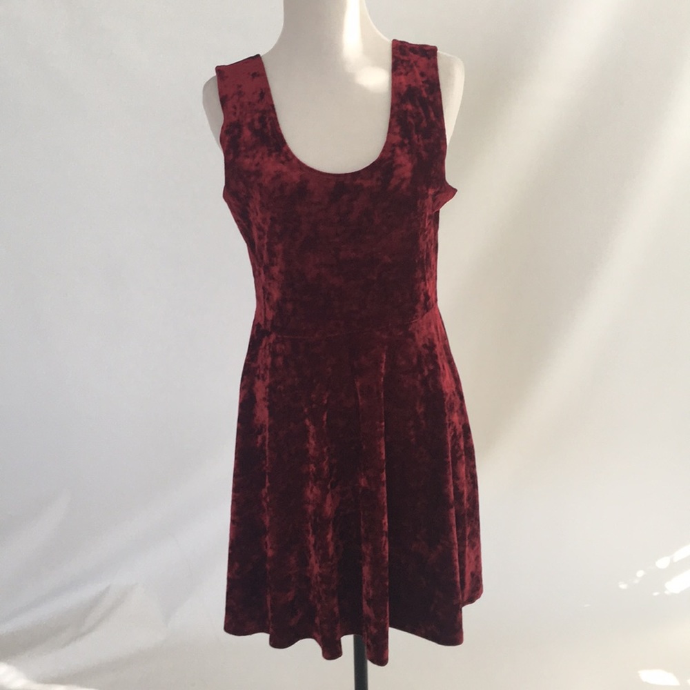 Red crushed velvet dress