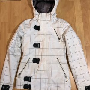 Burton Plaid Snowboarding Jacket White XS