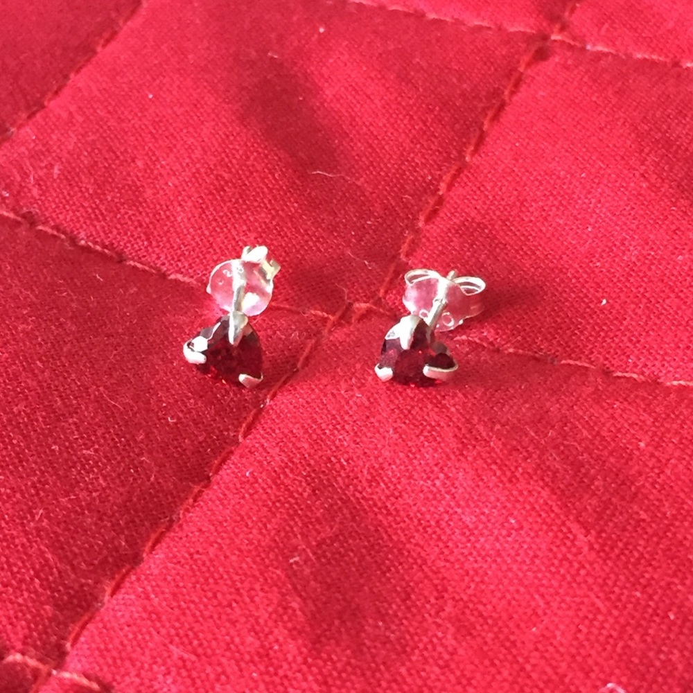 925 Sterling Silver Red Stud Earrings