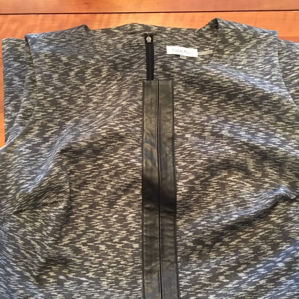 Calvin Klein a-line dress with leather detail