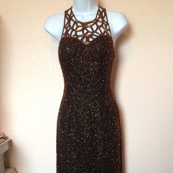black and bronze dress