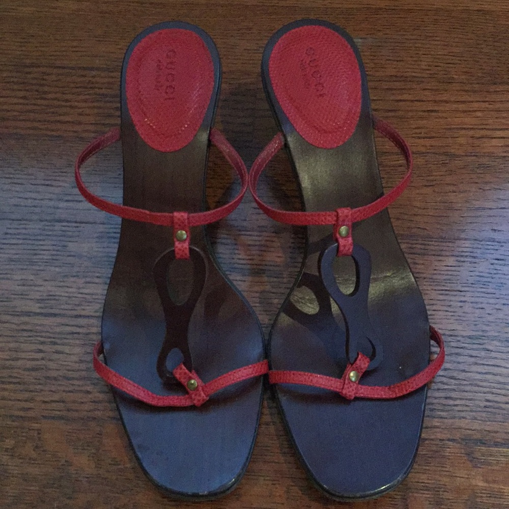 Women’s Gucci Brown & Red Heels Size 8 1/2B