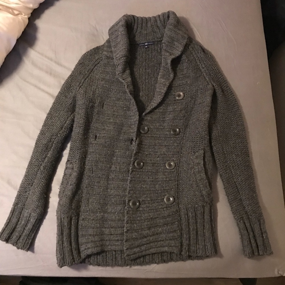 Gray button up sweater
