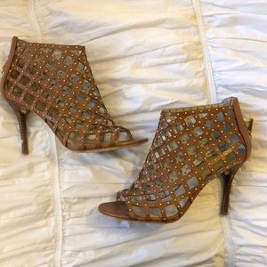 Michael Kors Cage Peep Toe Leather Heels