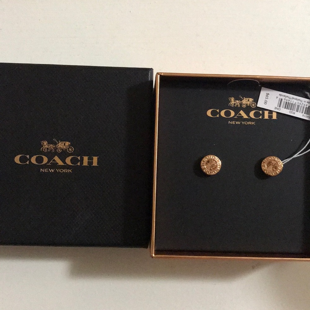 NEW WITH TAGS COACH ROSE GOLD EARRINGS