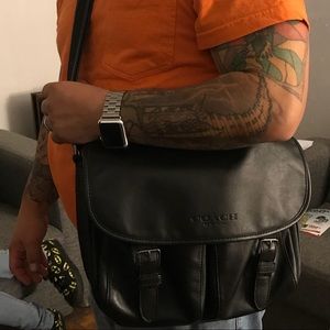 Black leather Coach sport Messenger bag
