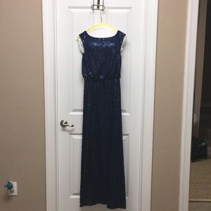 EUC Navy Sequin gown