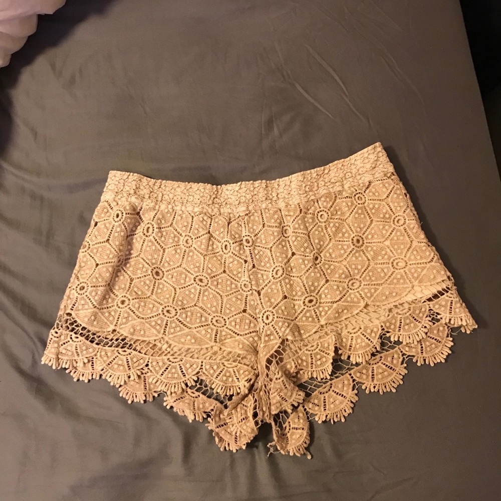 Lacy ivory shorts