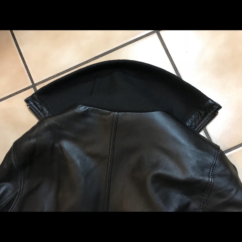 High collar Leather Jacket