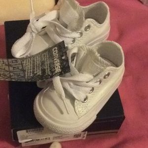 Baby white leather converse